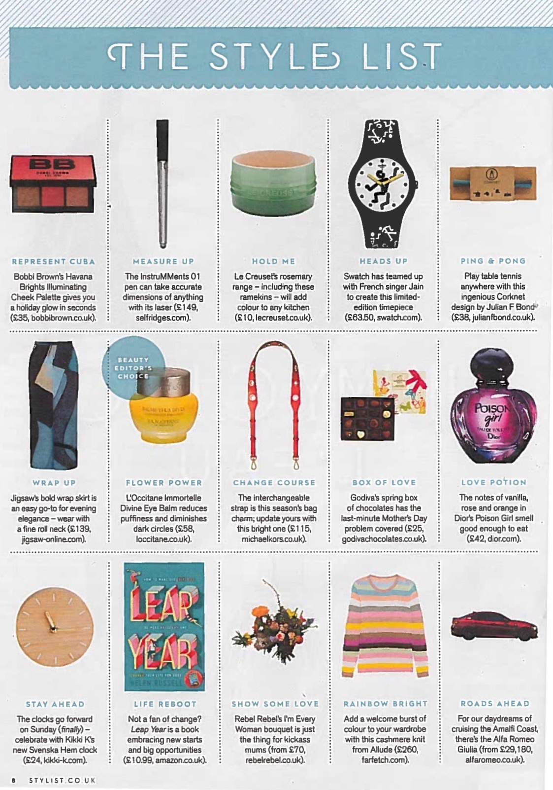 Leap Year makes The Style List in Stylist magazine 23rd March 2017